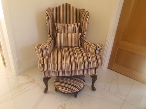 Striped wingback chair with - , a