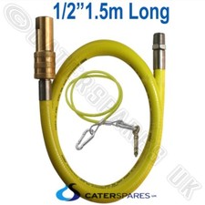 1/2" CATERHOSE COMMERCIAL CATERING YELLOW GAS HOSE FLEX 1.5 METER LONG LPG & NAT