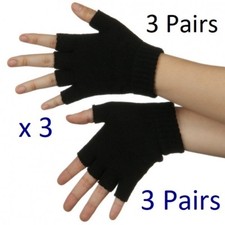 Unisex Fingerless Black magic Half Finger Thermal gloves Mens Womens boys