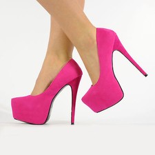 WOMENS LADIES CONCEALED PLATFORM STILETTO HIGH HEELS PARTY COURT SHOES SIZE 3-8