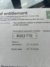 Private Number Plate  “RU53TTE”