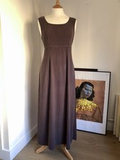 Vintage Next Brown Needlecord Empire Line Fit & Flare Sleeveless Maxi Dress 10