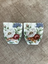 A Pair Of Vintage Limoges Fine Bine China Porcelain Containers / Vases Miniature
