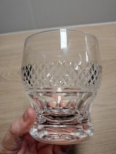 Cut Crystal Large Chunky Base Whisky Glass Tumbler Dimpled Base Vintage