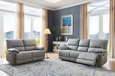 Grey Real Leather 3 Seater + 2