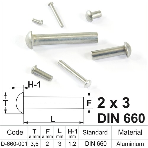 Solid aluminium round head - aluminium,