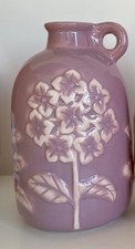 Pretty Ceramic Vase Mauve / Lilac & White Hydrangea Pattern NEW
