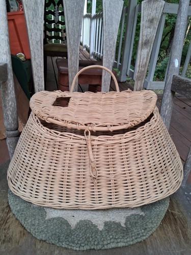 Antique wicker fishing creel - antique,