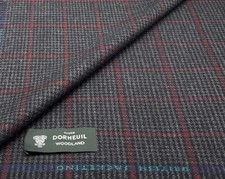 Grey Red Dogtooth Check Wool Fabric Suiting Fabric By Dormeuil, 2.20m x 1.50m