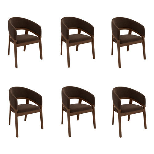 Set walnut brown velvet - set, 6