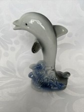 VINTAGE  POTTERY CERAMIC DOLPHIN FIGURINE ORNAMENT