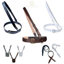 Sam Brown Belt Shoulder Strap Sword Frog Sword Knot Brass buckle Genuine Leather