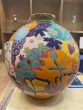 Large Longwy Enamel Ball Vase