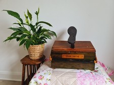 Antique Shoe Shine Box American Pine Wood with Handle Restored Rare Design 