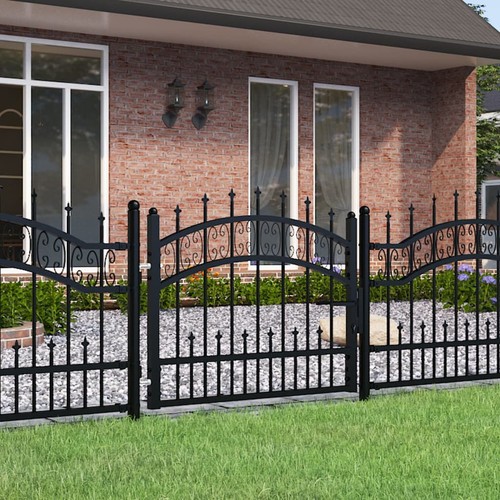 Black steel garden gate - black,