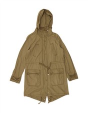 TOPSHOP Womens Oversized Hooded Parka Jacket UK 8 Small Khaki Cotton BQ10