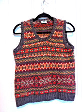 Pachamama Fair Isle 100% Wool Hand Knit Jumper Vest Tank Top M