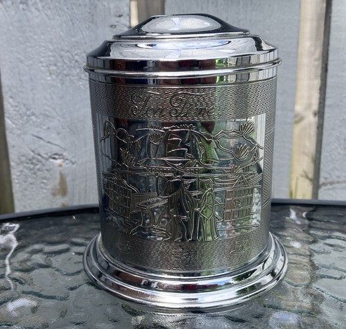 Vintage chrome tea caddy - vintage,