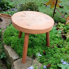 Antique  Rustic Wooden Small Child Milking Stool Plant Stand 3 Legs