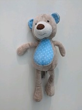 Mothercare Teddy Bear Soft Toy - Blue With White Stars - Tummy Feet And Ears