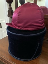 Champion Junior Plus Jockey Helmet Kids 54-55cm Size 1 red silk & velvet hat box