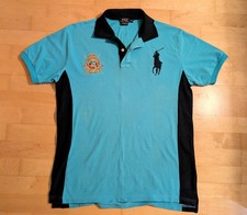 Reduced -Ralph Lauren Polo Shirt XXL Navy/Turquoise with logos.