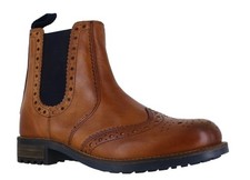 Catesby Mens Pull On Ankle Dealer Chelsea Brogue Wingtip Boots
