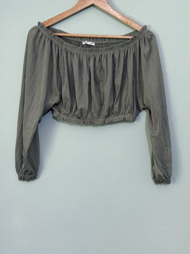 Zara khaki off shoulder - khaki, off-shoulder