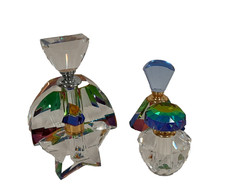 Set of 4 Crystal Glass Perfume / Ornamental Bottles