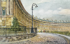 The Royal Crescent Bath, Water-Colour by David Skipp, 1988 Vintage Postcard