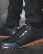 Patrick Villan Leather Trainer Black/Gold- 80s Retro, Football, Terraces, Keegan