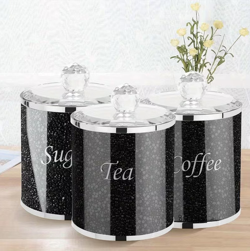 3pcs black sugar canisters - 3pcs,
