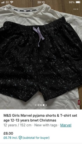 Girls marvel pyjama - m&s, short