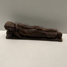 Sleeping Reclining Buddha / Tribe Wooden Hand Carved  Statue 10.5”