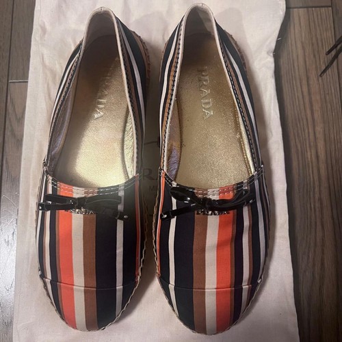 Prada striped espadrille flat - prada,