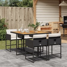 Garden Dining Set Black PE