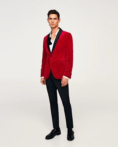 Zara man red velvet - red,