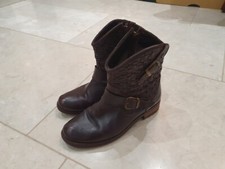 Feud Brown Leather Ankle Boots Size 4