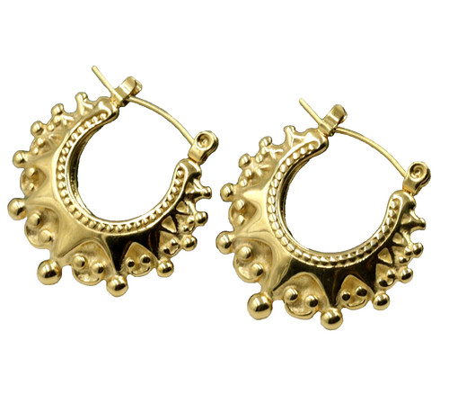 Gold gypsy creole earrings - gold,