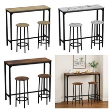 3Pc Bar Table & Stools Set Home Kitchen Dining Breakfast Industrial Furniture