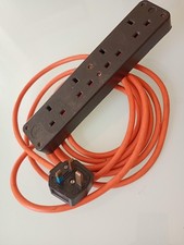 Permaplug Power Extension Cable Lead 4 Gang Sockets 4 Metre Orange Cable