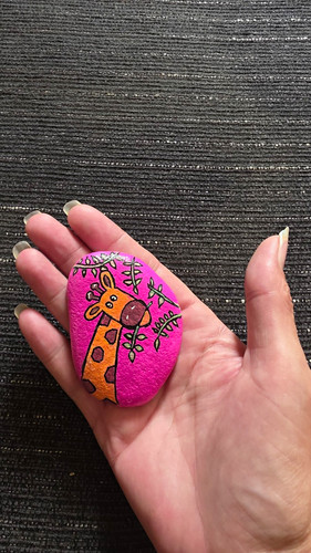 Hand painted pink - stone, rock
