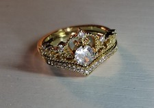 Gold (Copper) Princess Wedding Engagement Crown Rings Size N1/2
