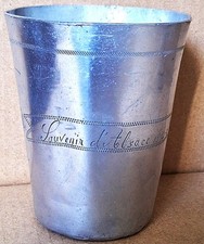 WW1 Drinking cup/timbale, engraved "Souvenir d'Alsace 1914 - 15" + "Suzanne".
