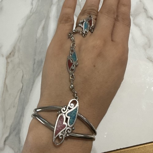 Vtg silver tone turquoise - vtg,