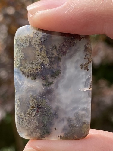 Moss agate cabochon oblong - moss,