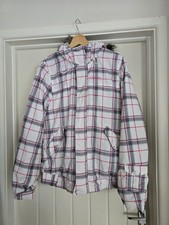 O’Neill Women’s Ski Snowboard Jacket M White Pink Check, Waterproof 5000mm