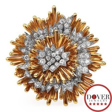 David Webb Vintage Diamond Floral  Platinum 18K Large Pin Pendant 32.2 Grams