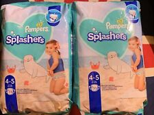  Pampers Splashers Size 4-5, 11 Disposable Swim Nappies, 9-15 Kg, New Sealed x2