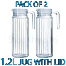 2 Slim Glass Fridge Jug 1.2L
